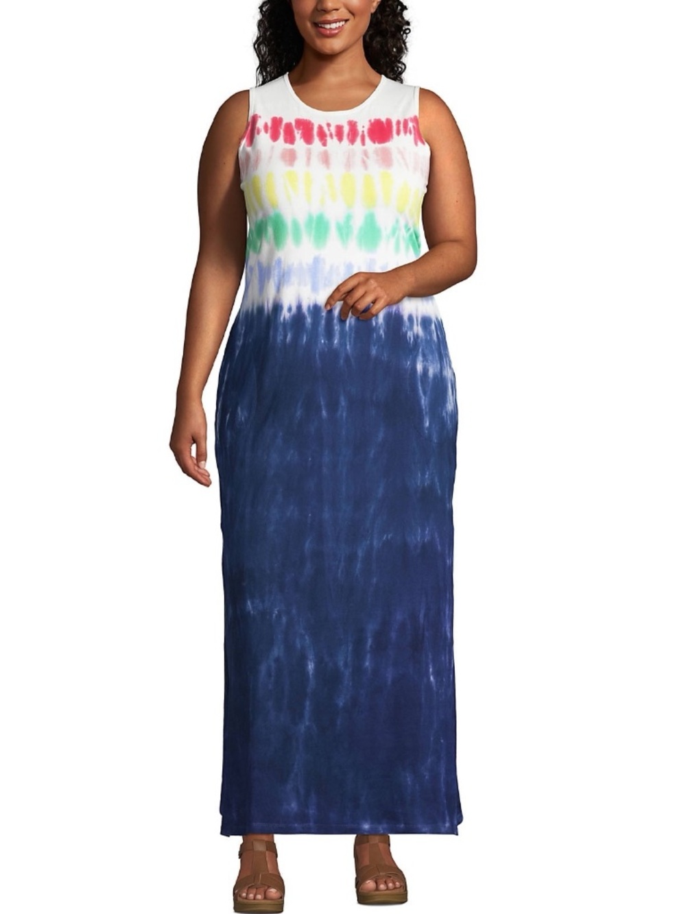 Lands’ End Tie Dye Maxi Dress Sleeveless Multicolor Casual Plus 2X